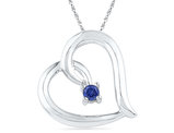 Lab Created Blue Sapphire Heart Pendant Necklace 1/8 Carat (ctw) in Sterling Silver